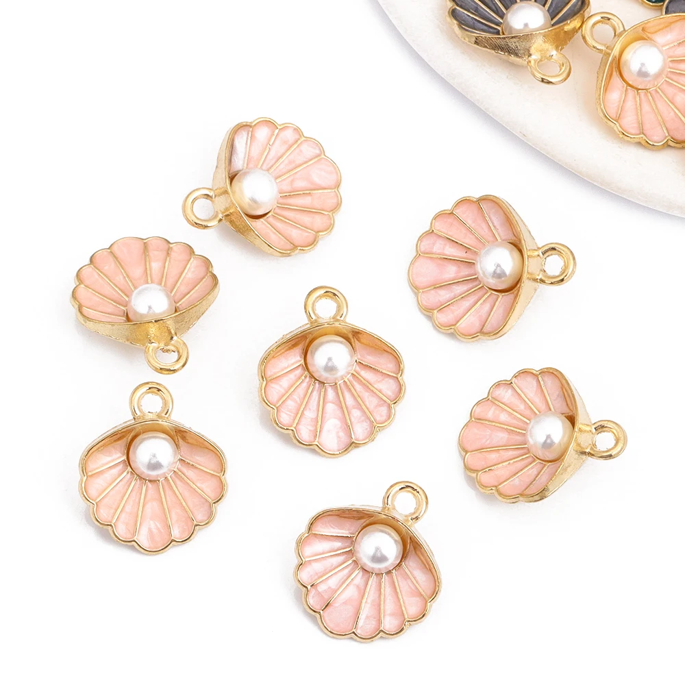 10 шт. подвески из эмалированного сплава с искусственным жемчугом