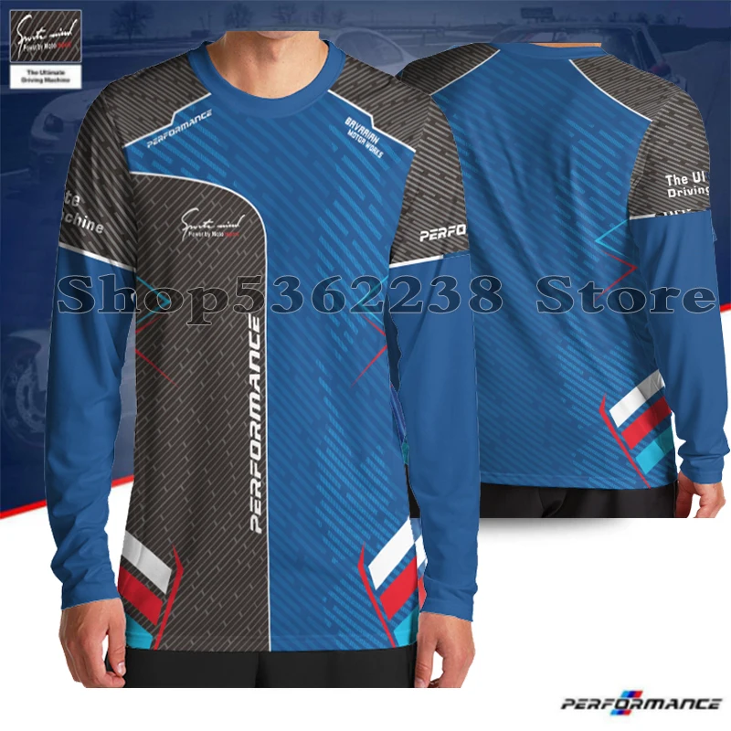 

For BMW авто летняя мотоциклетная спортивная гоночная машина эндуро синяя длинная футболка мужская быстросохнущая не выцветает анти-УФ футболка