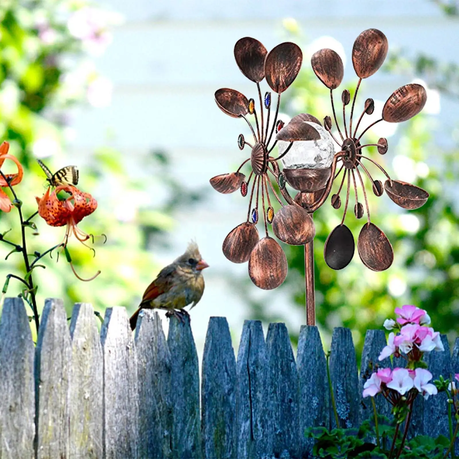 

Solar Wind Spinner Runner Multi-color LED Lighting Solar Glass Ball With Powered Wind Turntable 2-way For Courtyard Lawn Ga J3H2