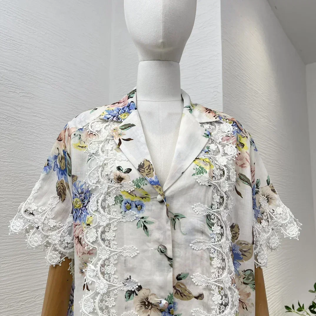 Свободная блузка с цветочным принтом Рами и вышивкой кружевная лоскутная топы