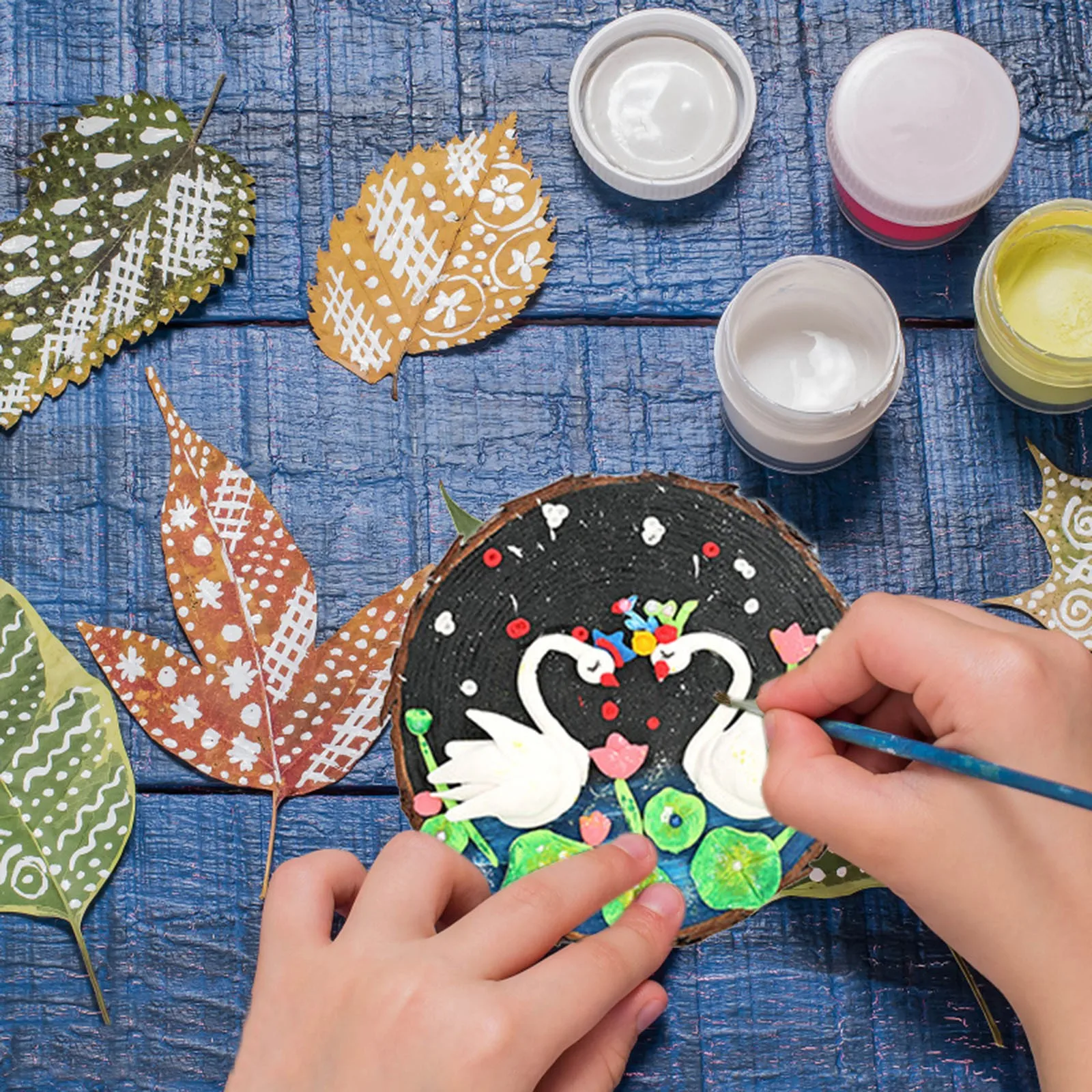 

3D Stereoscopic Handicraft Painting Stump DIY Puzzle Paste Sticker Stump Box Garden Sculptures Peacock Christmas Ornaments Sets