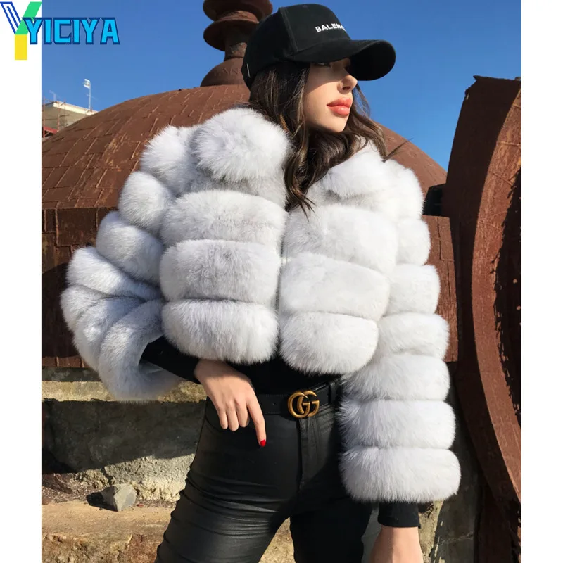 yiciya faux fur coat women winter jackets hight quality warm black furry overcoat elegant plus crop top jacket femme coat met
