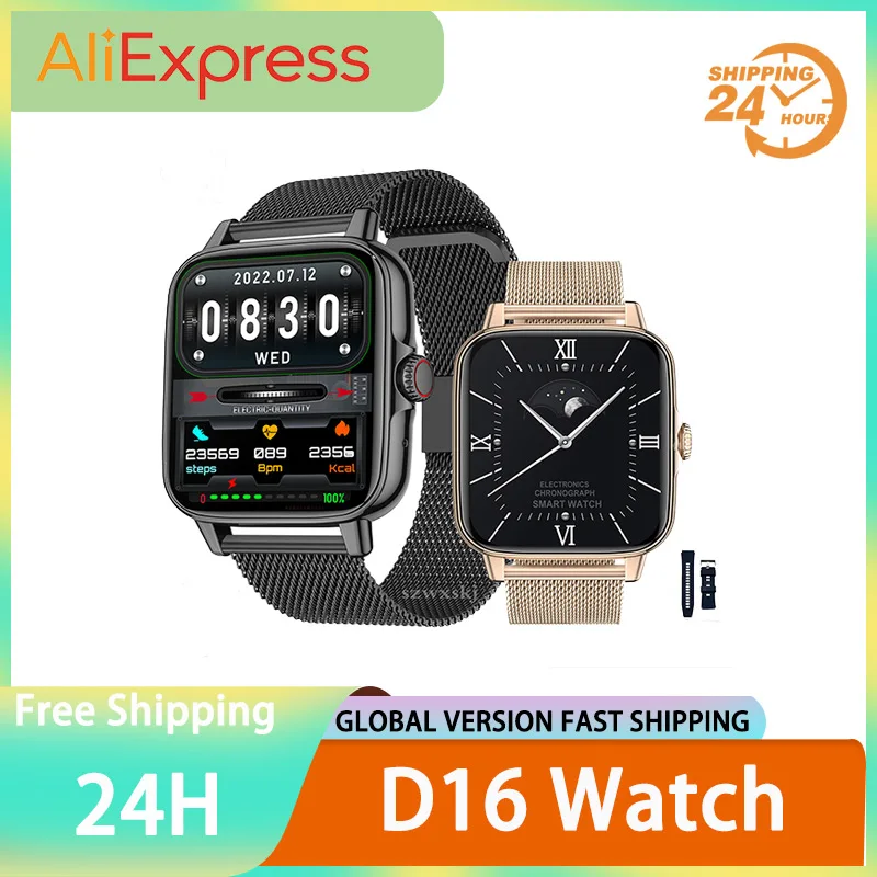 

Smartwatch D16 Bluetooth Call Wireless Charge HD Full Screen NFC Men Women Sport Fitness Tracker Waterproof Series 8 IOS Andriod