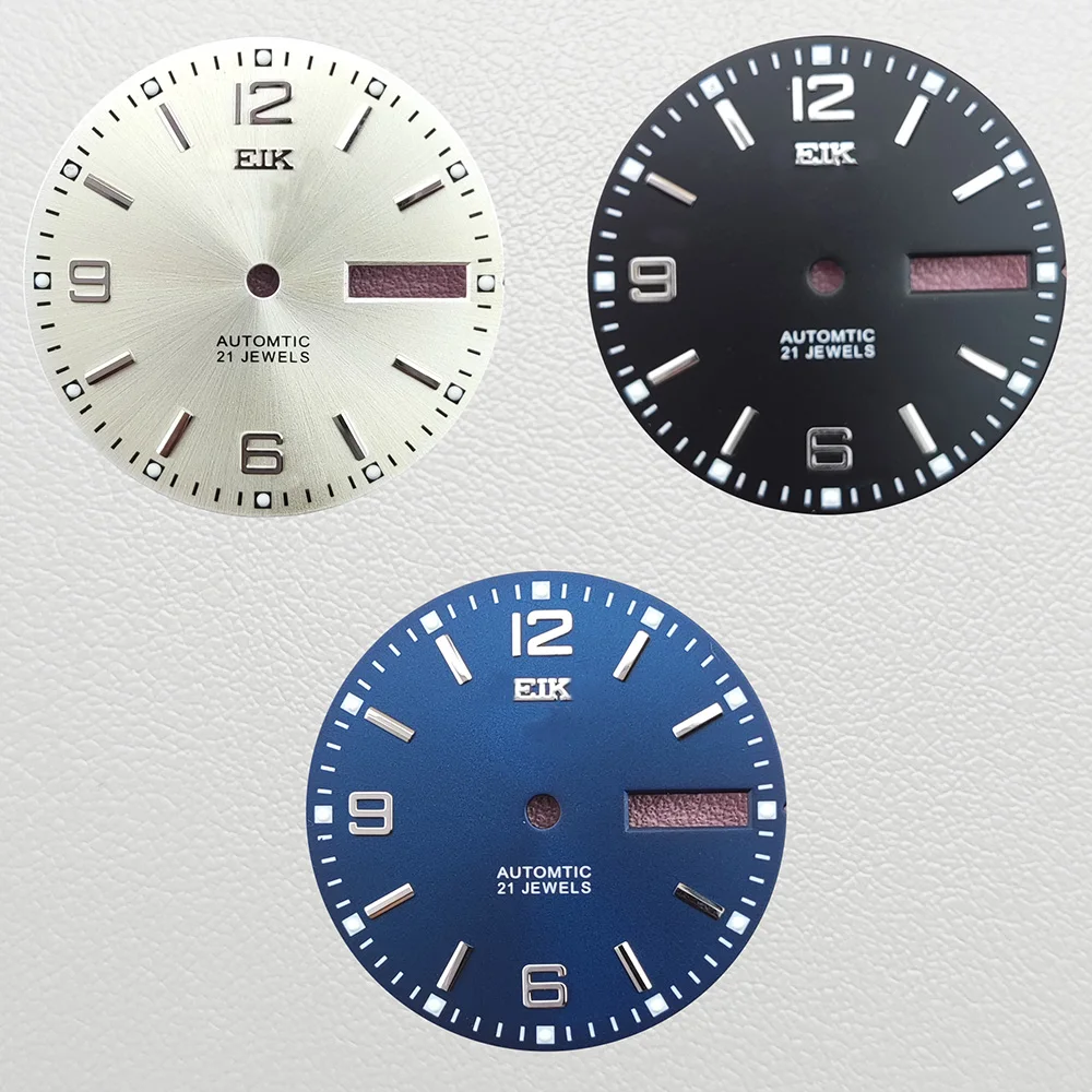 

New 28.5mm NH36 Watch Dial NH36 Green C3 Luminous Dial for NH35 NH36 4R6R 7S Caliber 4R6R Dual Calendar Watch with S Dial
