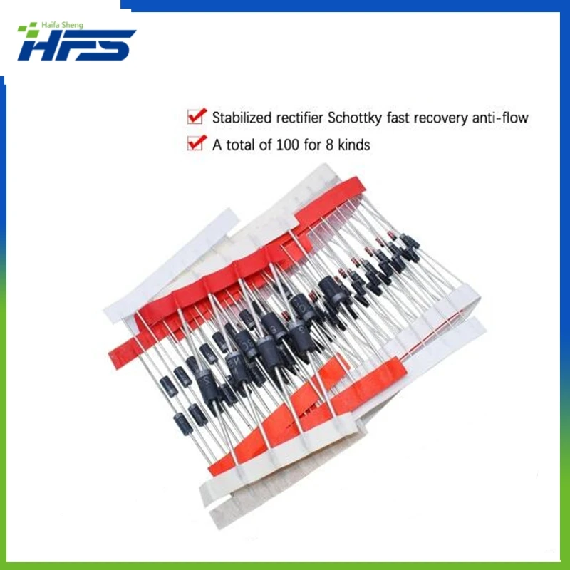 Комплект разнообразных диодов 1N4148/1N4007/1N5819/1N5399/1N5408/1N5822/FR107/FR207,8