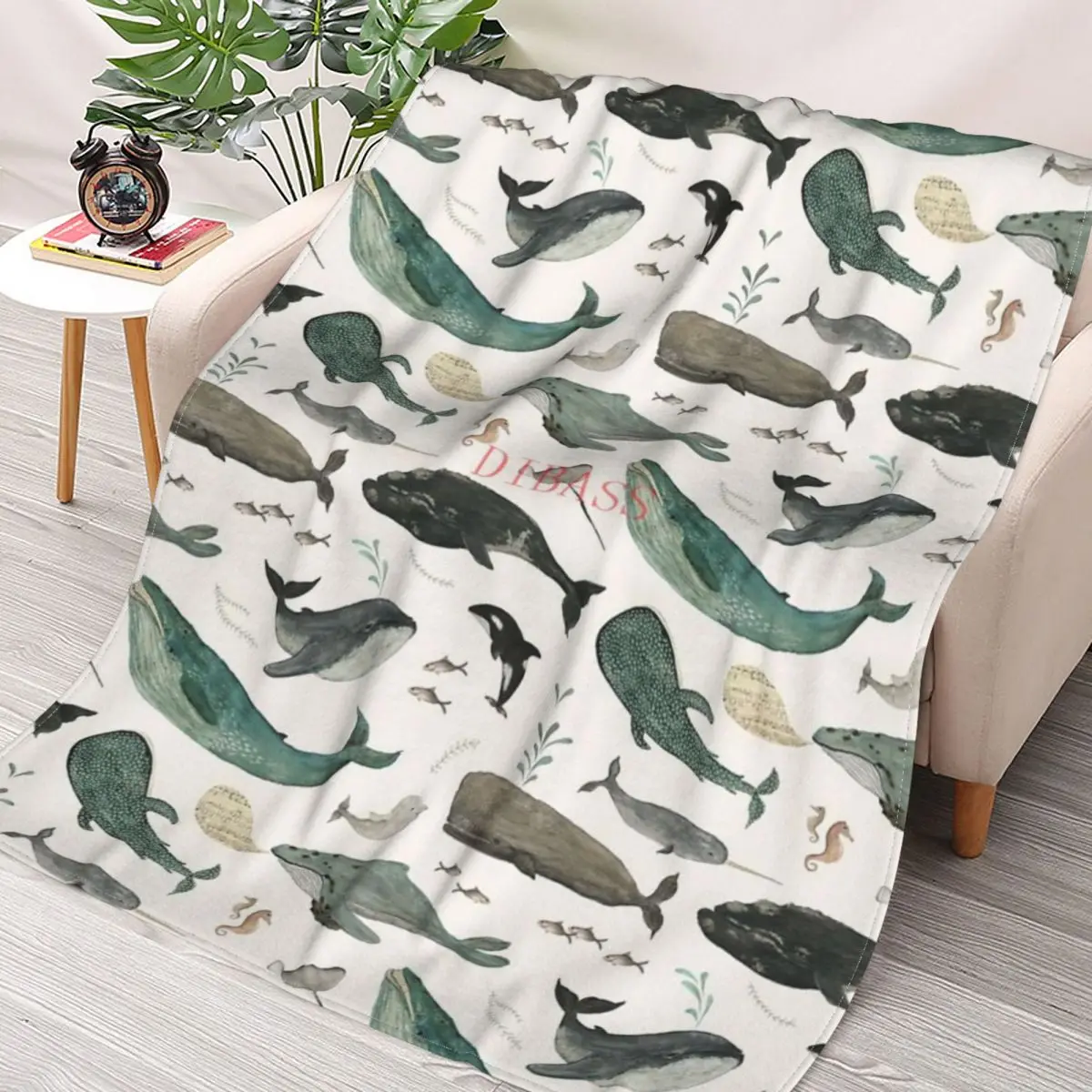 

Whale Song 3D Printed Flannel Throw Blanket