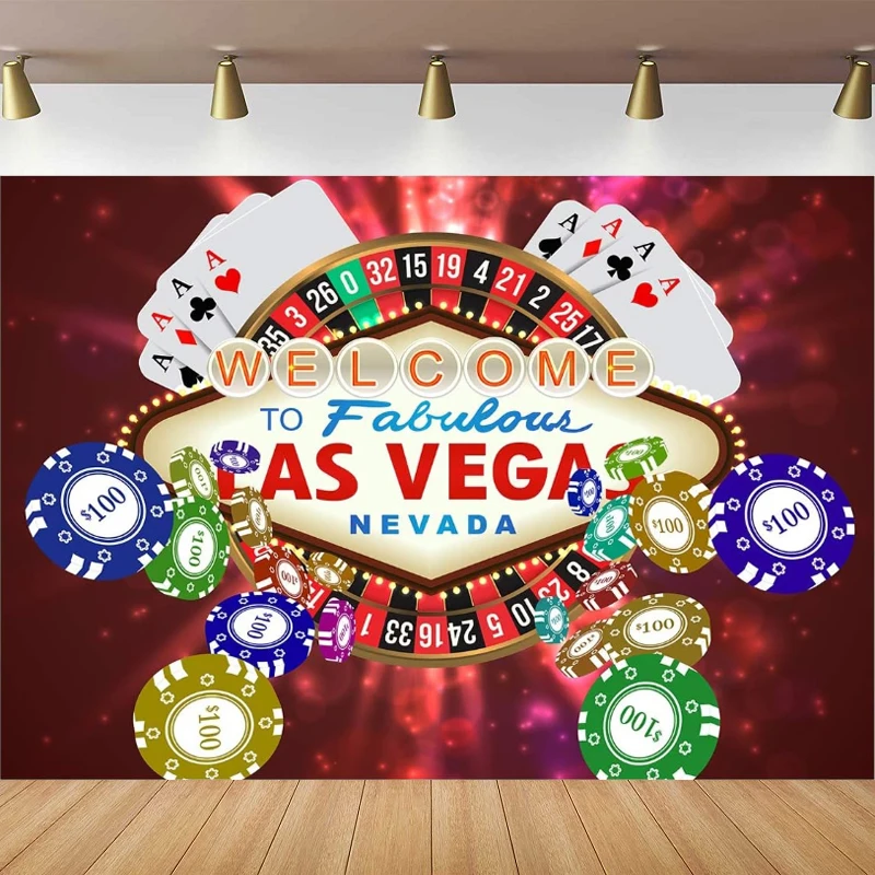 

Las Vegas Casino Photography Backdrop For Party Poker Chip Turntable Background Poster Photo Video Props Banner