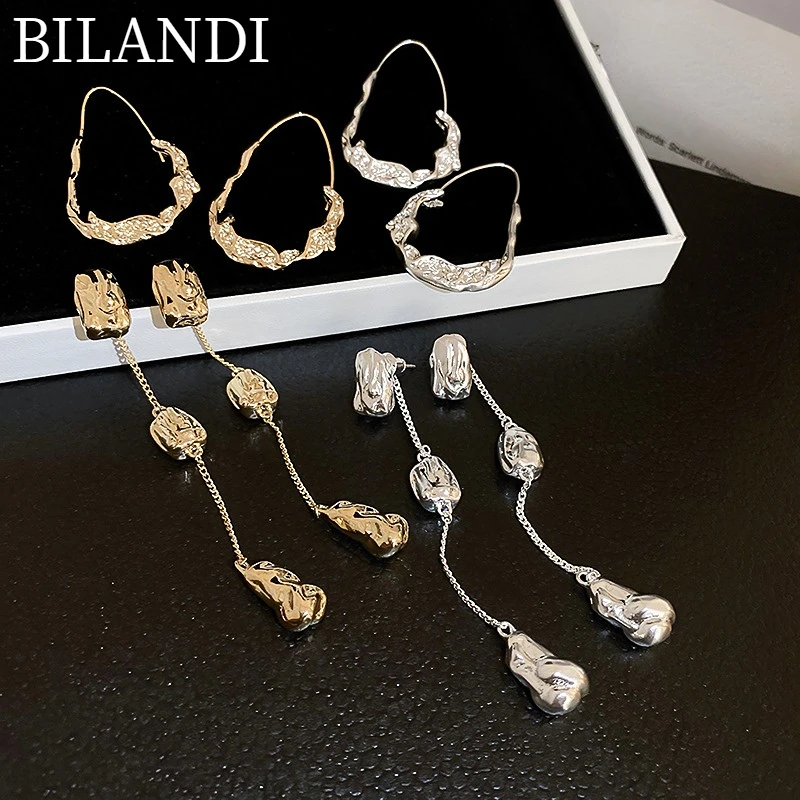 

Bilandi Modern Jewelry Metal Dangle Earrings 2022 Trend New Hot Sale Irregular Drop Earrings For Women Girl Gift Dropshipping