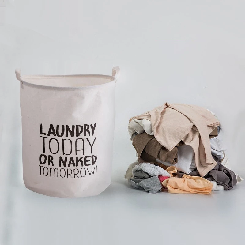 

Корзина для хранения из хлопка и льна, корзины в форме ведра для грязной одежды, складная корзина для белья, вместительный органайзер для од...