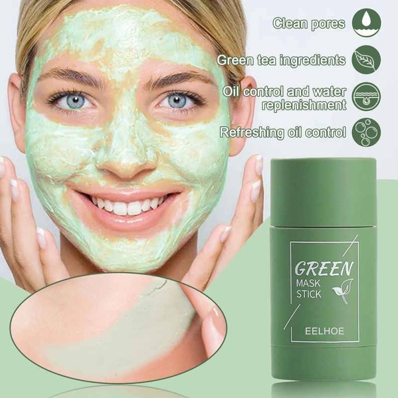 

40g Facial Purifying Clay Green Tea Mask Stick Mud Skin Detoxifying Deep Clean Oil-control Acne Treatment Pores Charcoal Glowing