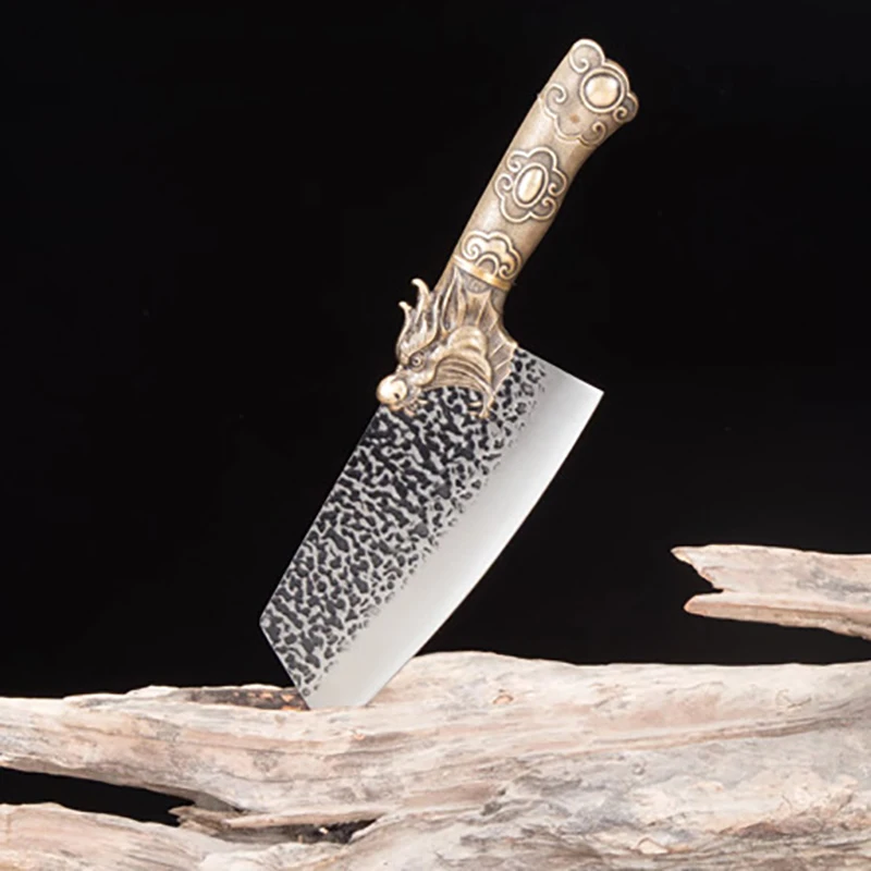 

Нож Longquan, медная ручка, кованый кухонный нож ручной работы 7,5 дюймов, острый шеф-повар, мясницкий нож, накири для нарезки сашими, рыбы, китайск...