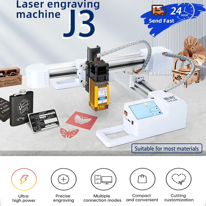 

DAJA J3 Laser Engraving CNC Industrial Machine Automatic WIFI Engraving Marking Wood Steel Metallic Plastic Steel Bamboo Glass D