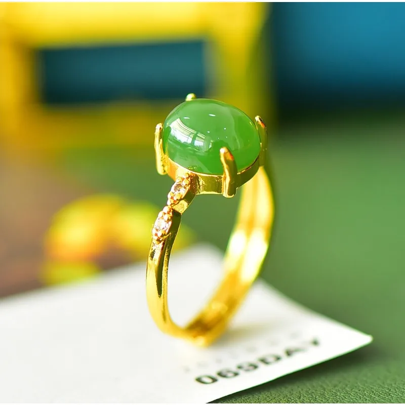 Изысканное модное кольцо из натурального нефрита Хэтянь инкрустированное медью