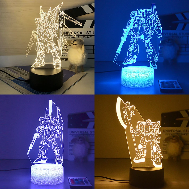 

Мобильный костюм Gundam аниме фигурка 3d Светодиодная лампа спальня робот манга ночники Декор детской комнаты праздничные подарки для детей