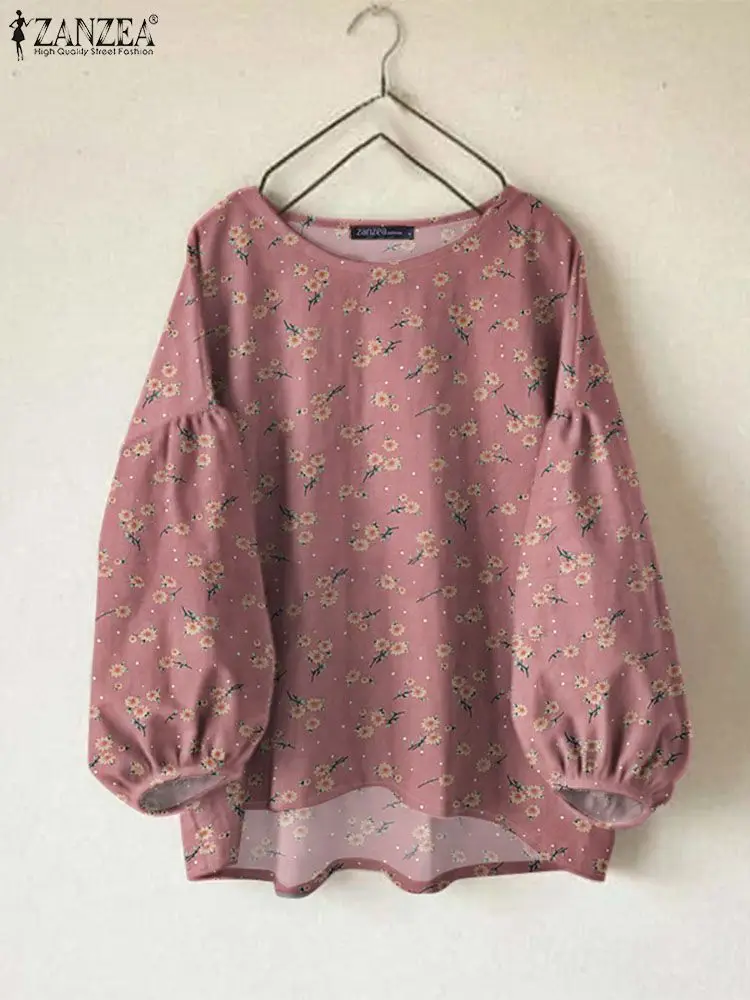 ZANZEA женские блузки с цветочным принтом повседневные свободные корейские модные