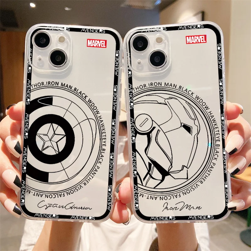 

Avenger Marvel Clear Cool Phone Case For iPhone 11 12 13 Pro MAX 12 13 Mini 6 7 8 Plus X XR XS MAX SE2020 Luxury Soft Back Cover
