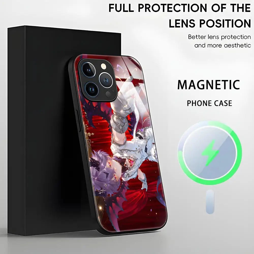 Фото Чехол для телефона Genshin Impact Durin для iPhone 17 16, 14, 13, 12, 11 X XR XS 8 Plus Mini Pro Max, стеклянный магнитный чехол №5