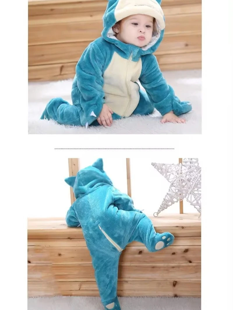 Snorlax Pokemon Pikachu Baby Jumpsuit 0-3 Years Old Cosplay Hooded Children'S Wear Cute Pajamas Clothing Newborn