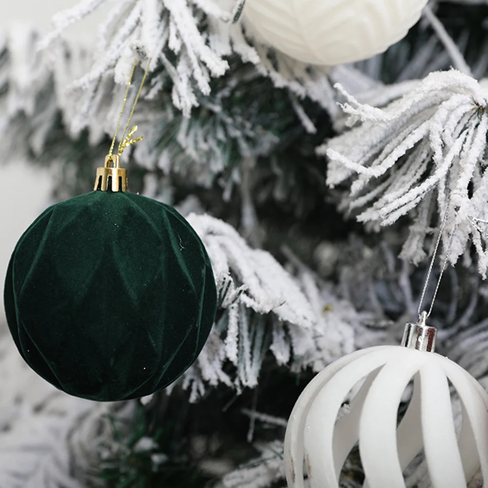 6 шт. рождественские шары украшения винно-красный зеленый флокированная