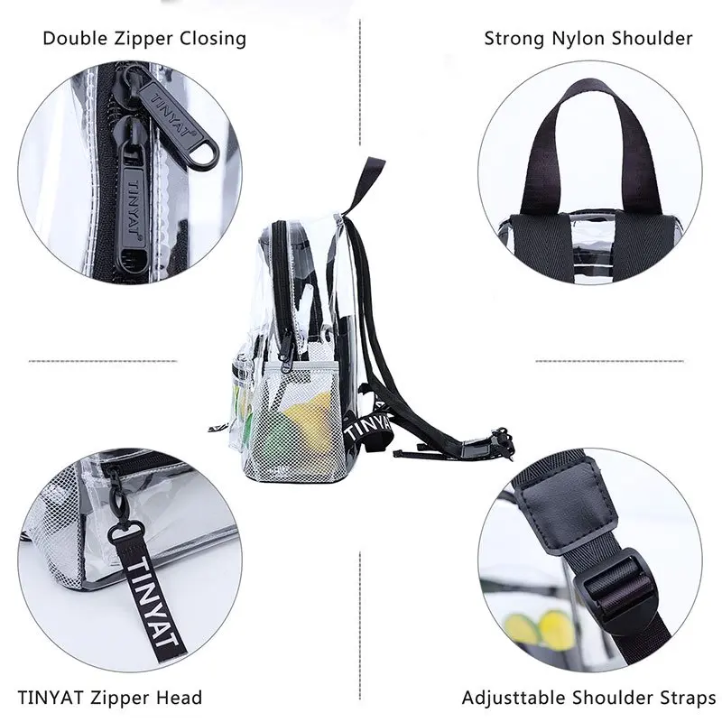 Stadium Approved Clear Backpack Heavy Duty Water-Resistant Transparent Book Bag for Work Security Travel Stadium