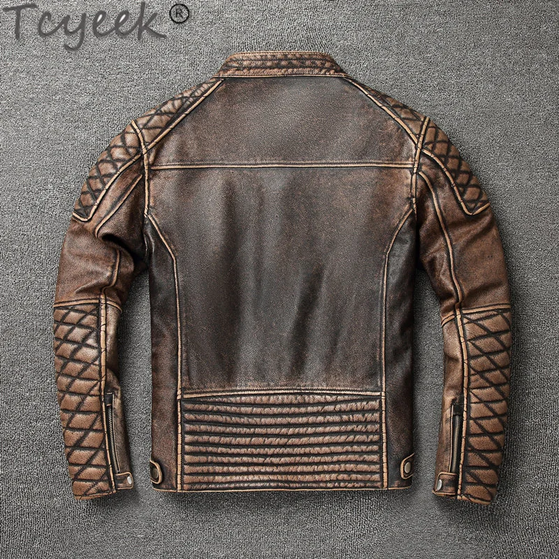 

Genuine Men's Leather Jackets Short Real Cowhide Coat Male Vintage Clothes Motorcycle Jacket Spring Fall Chaquetas Hombre