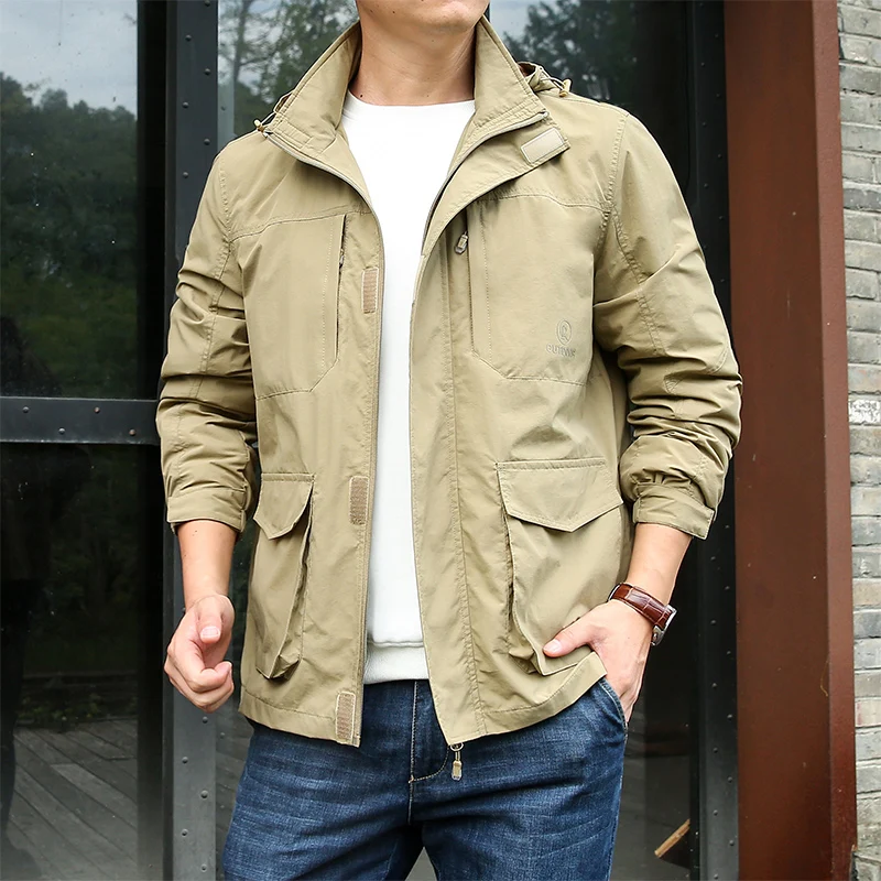 Весна и осень 2024 новая мужская куртка-карго с несколькими карманами свободная