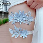 Женская Кружевная подвязка Kyunovia, синяя подвязка для невесты, кружевная Свадебная подвязка, элегантная подвязка для ног, подарок на свадьбу, BY26