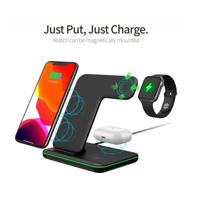 

15W Fast 3IN1 Wireless Charger Stand for Iphone 13promax 12promax 11pro Samsung Note8 Xiaomi 10 Huawei Quick Wireless Charger
