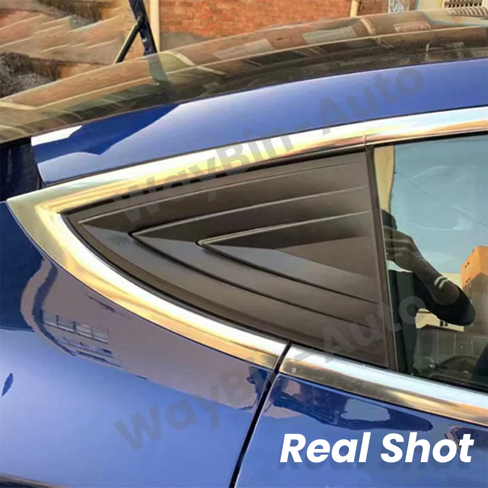 Фото Для Tesla Model 3, нашивка с узором из углеродного волокна, яркий Tesla 2017-2023, внешняя модификация, задний треугольный шейдер, аксессуары для автомобиля №4
