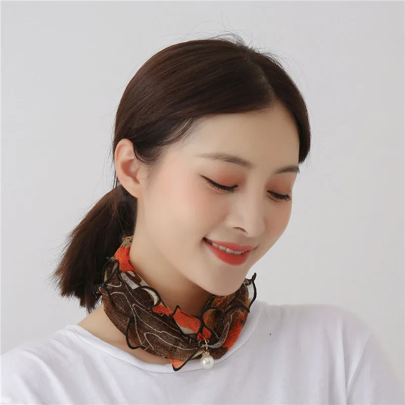 

Модное кружевное оригинальное ожерелье с искусственным жемчугом, шарф с подвеской, элегантный шарф-петля для женщин, аксессуары для одежды