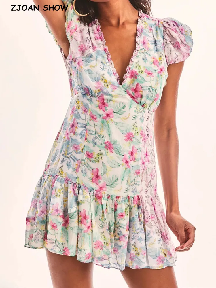 

Женское платье с оборками на подоле, праздничное платье-мини контрастных цветов с V-образным вырезом и V-образным вырезом в стиле ретро, обле...