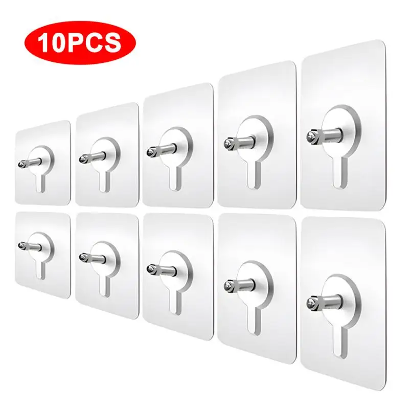 

5/10PCS Wall Hook Punch-free Screws Self-adhesive Suction Cup Sucker Wall Hooks Hanger for Kitchen Bathroom Storage Rack