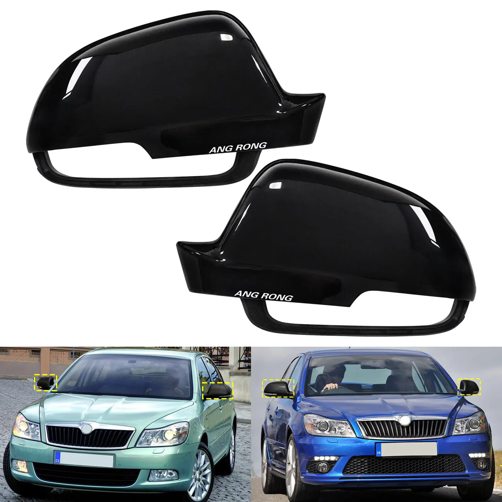 

Глянцевые Черные Накладки На Зеркала (левая И Правая) Для Skoda Octavia 2 1Z 2009-13, Superb MK2 II 3T, Из АБС-пластика