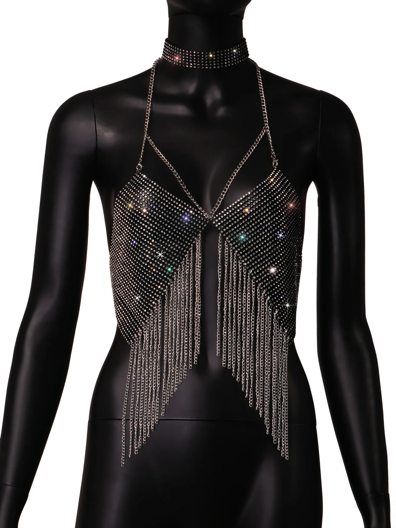 

Bling Metal tassel Camis Bra Chain Multi-color Mini Vest Tank Tops Women Summer Beach Evening Party Backless Breast Body Chain