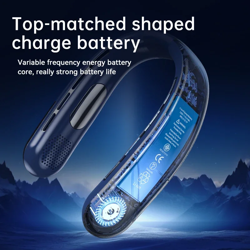 Беспроводной бесшумный шейный вентилятор 10000 мАч 3 скорости