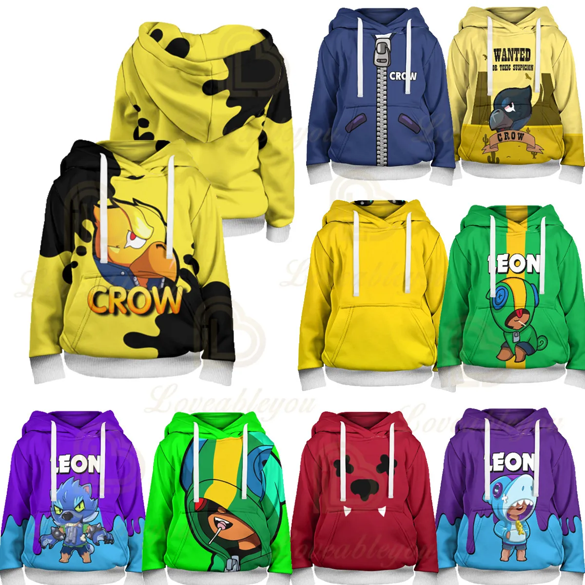 

3D JANET BONNIE POCO Bravo Boys Girls Fashion Crow Raven Spike Crow Raven Shelly Hoodie Kids Game Anime Sweatshirt Birthday Gift