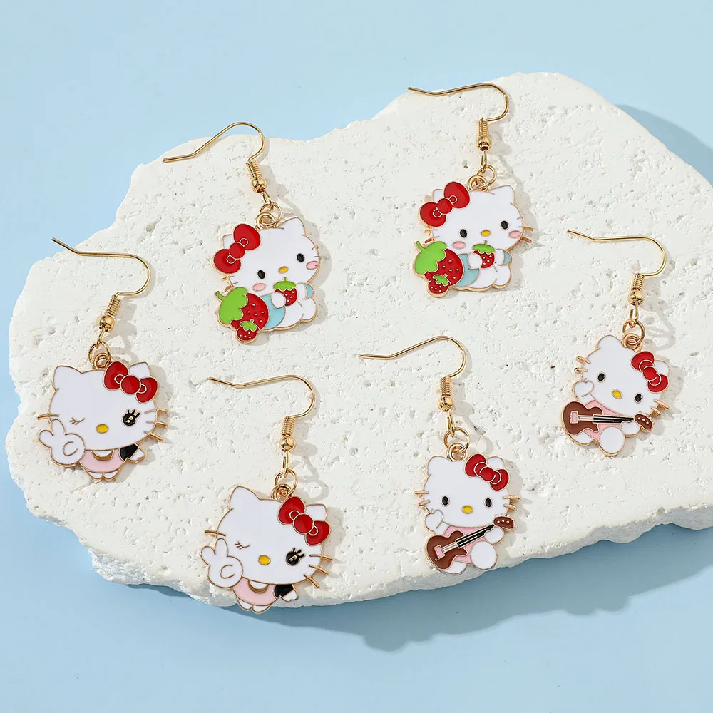 Металлические эмалированные Серьги Hello Kitty из аниме модная Изысканная подвеска