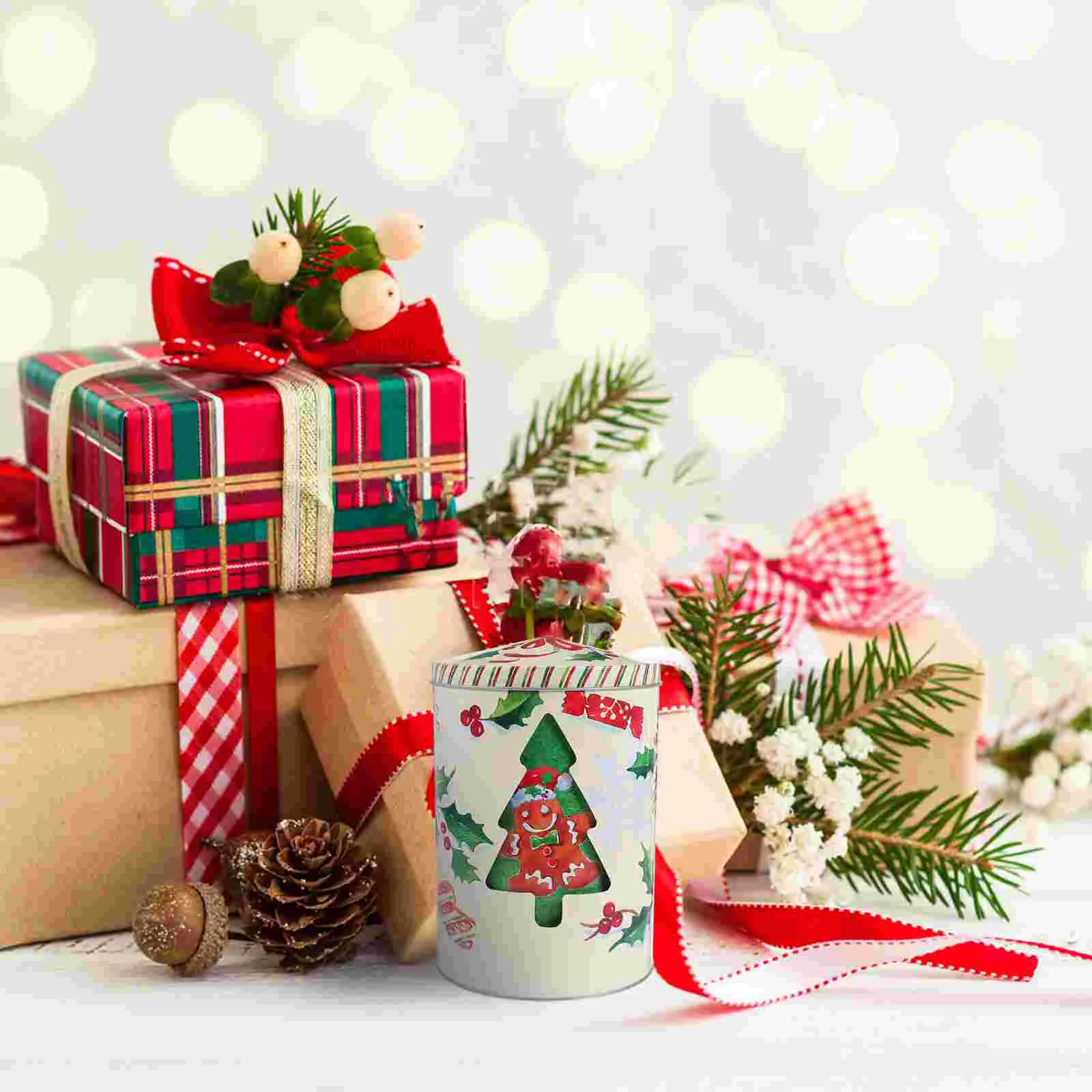 

Christmas Candy Jarbox Canister Boxes Tea Cookie Storagecontainer Tin Holder Airtight Biscuit Metal Favor Gift Party Tins Treat