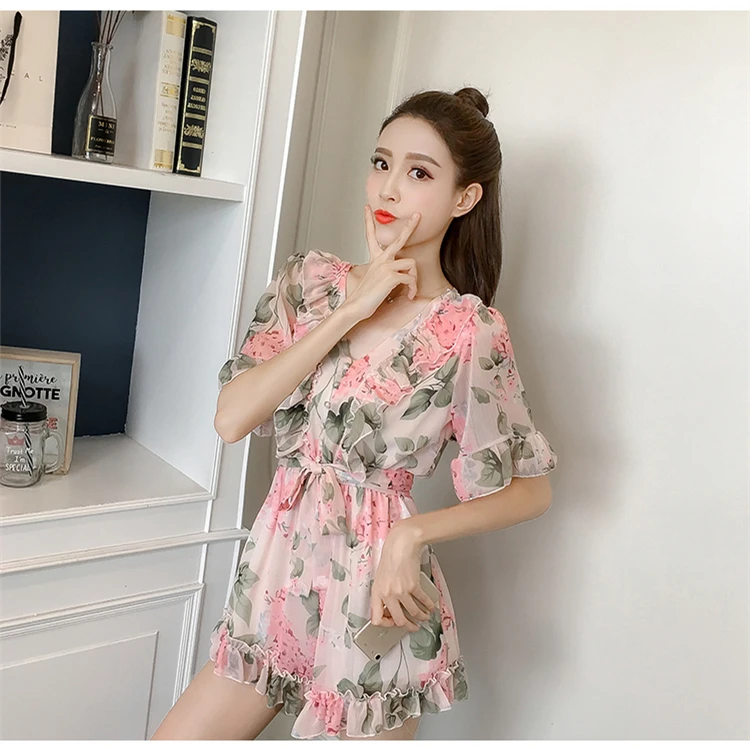 new summer fashion casual young female women girls thin chiffon short sleeve jumpsuits