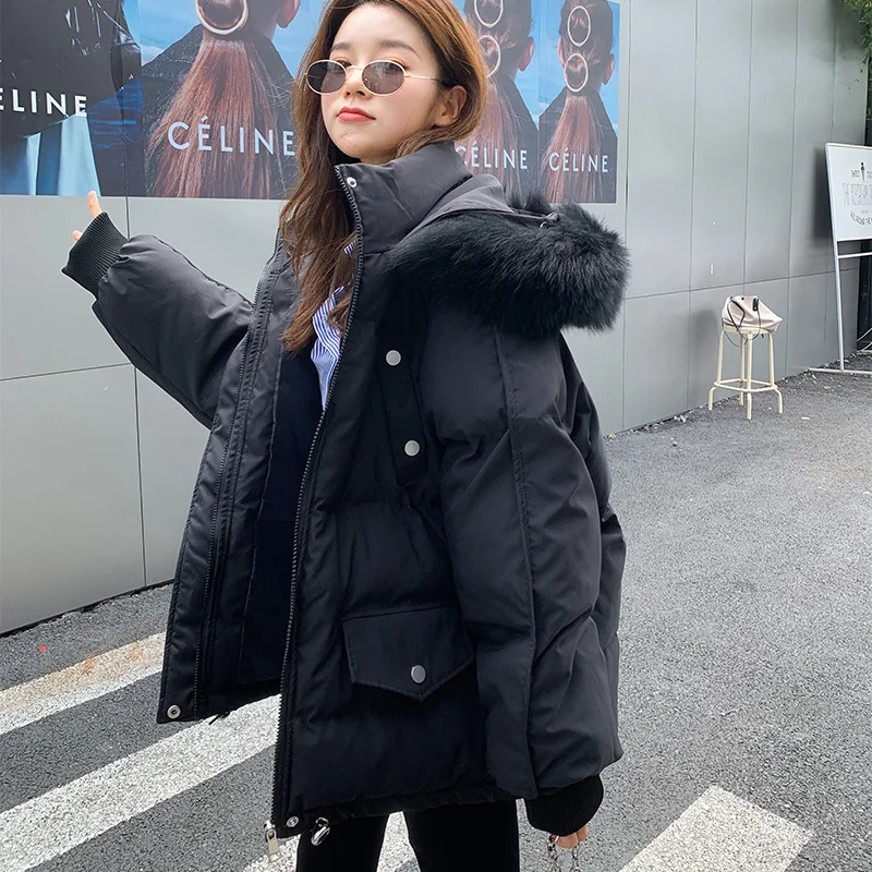 2022 Winter New Down Cotton Coats Women Hooded Thick Warm Loose Casual Solid Korean Padded Jacket Famale Clothing Parkas Tops