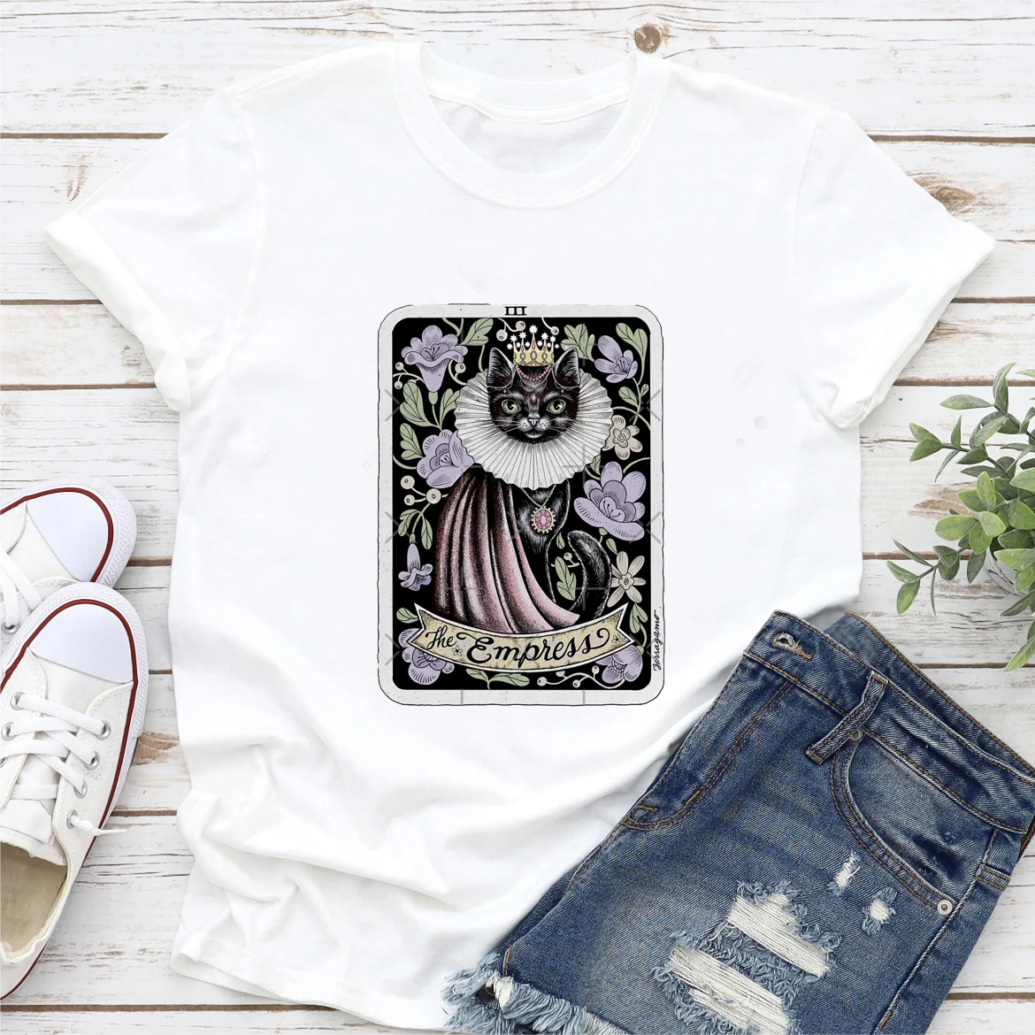 

Clothes Women Female Summer T Clothing Print Graphic 90s Black Cat Tarot Style Trend Tee Fashion Short Sleeve Casual T-shirts