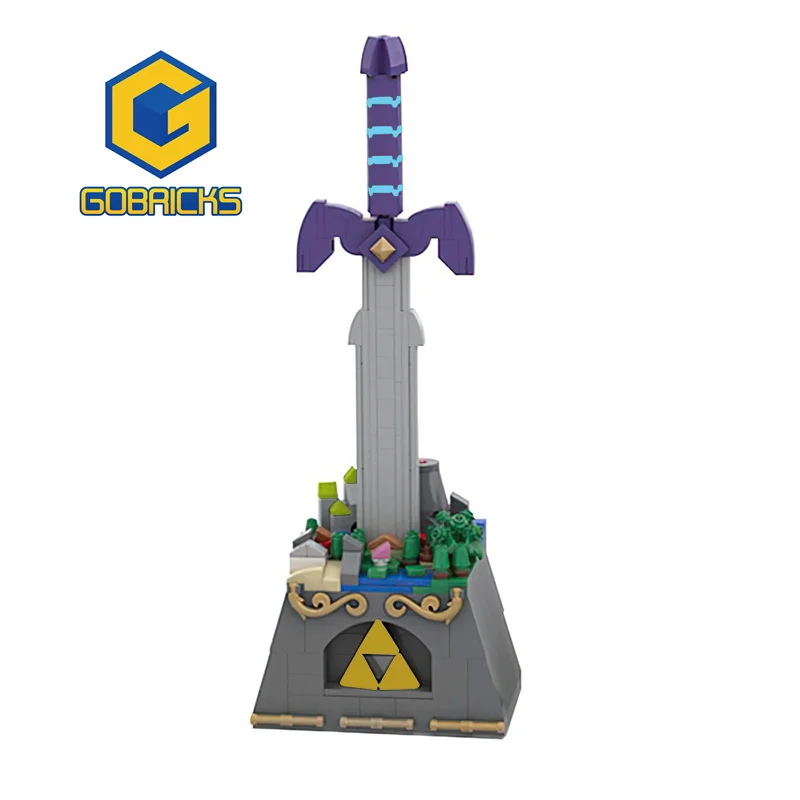 

Gobricks MOC Breath of the Wild Castle Master Sword Blocks Weapon Bricks Educational DIY Building BlocksToys For Children Gift