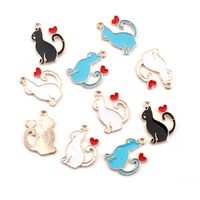 10pcs cute kawaii cate enamel charms metal earrings keychain accessories kids charms for jewelry making supplies diy accessories