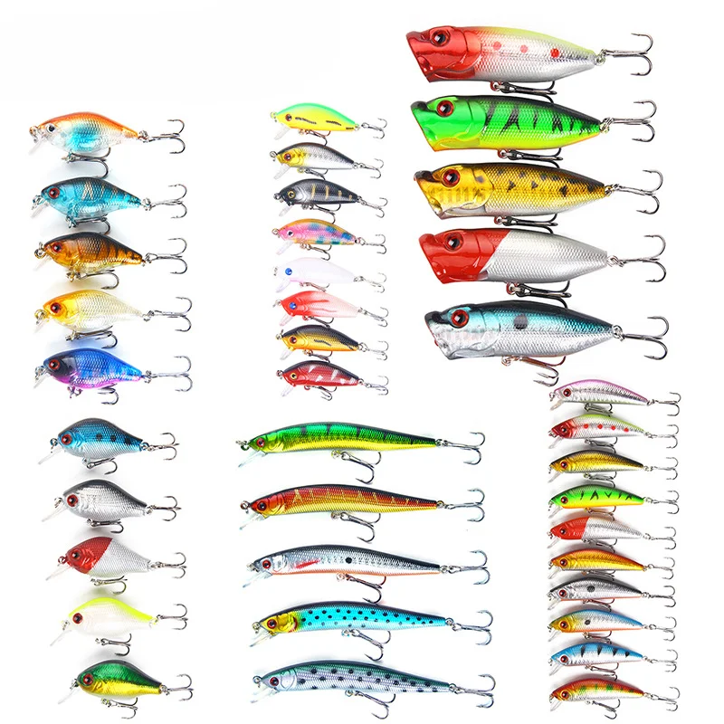 

High Quallity Fishing Lure Set Mixed 38 Pcs/lot Wobblers Popper Crankbait Minnow Hard Bait Iscas Artificiais