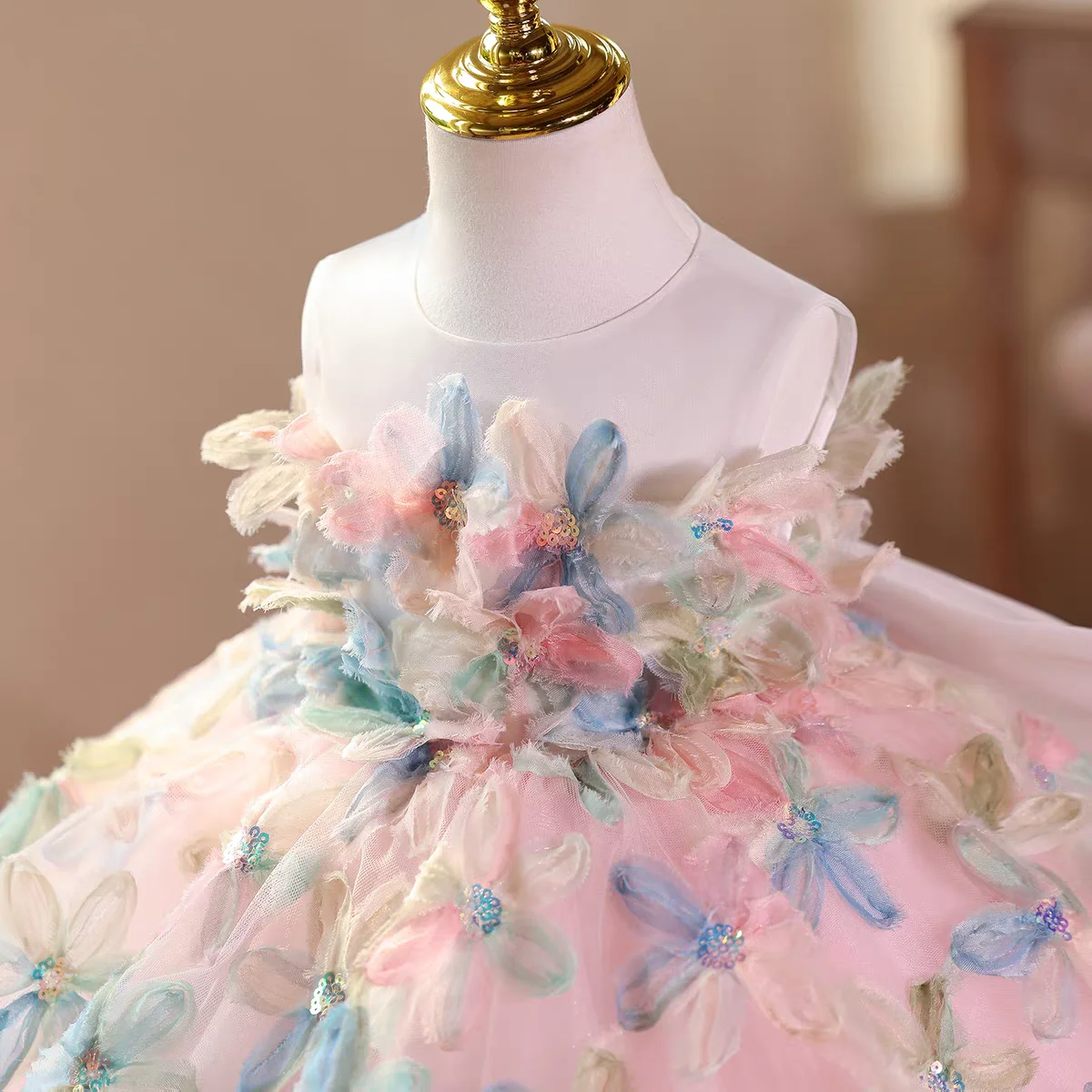 Dreamy Vow D113, элегантное розовое платье для маленьких девочек, тюлевое платье без рукавов с цветочным принтом, детское праздничное платье для выпускного вечера длиной до колена на день рождения (art.: 3920d05731ffe) - 3920d05731ffe