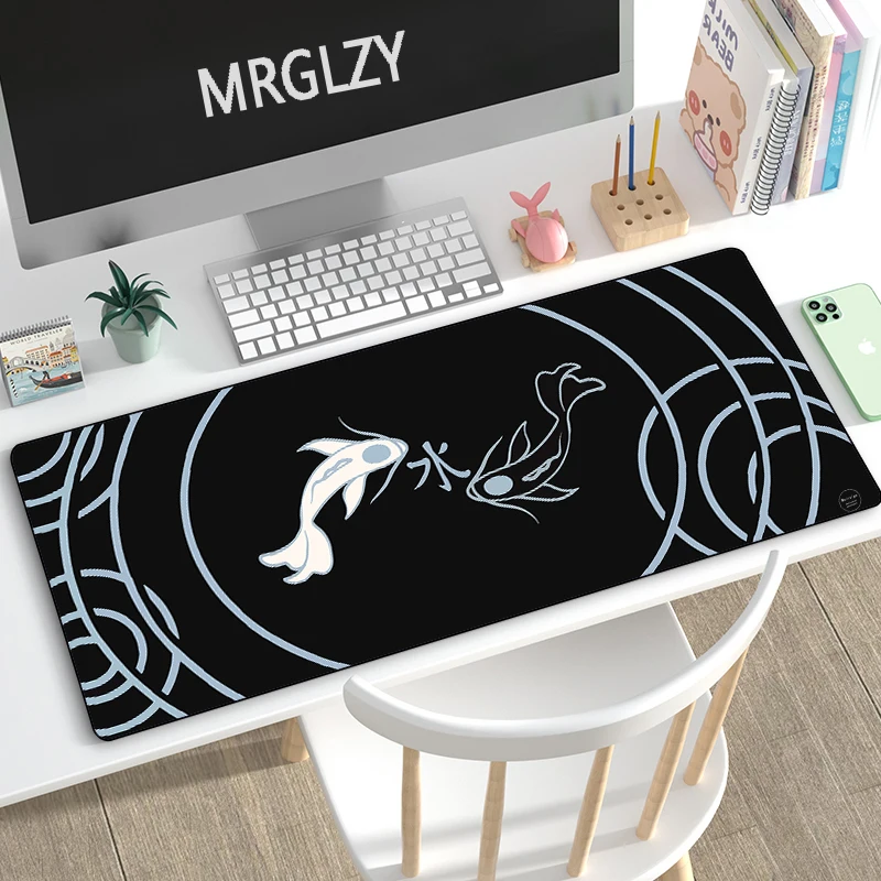 drop shipping chinese style koi mouse pad large cute black mousepads gaming accessoroes laptop gamer waterproof keyboard deskmat free global shipping