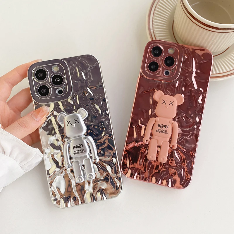 

Cute Cartoon Case for IPhone 13 12 11 Electroplating Bear Phone Case for Iphone 11 12 13 Pro Max All-inclusive Protective Case