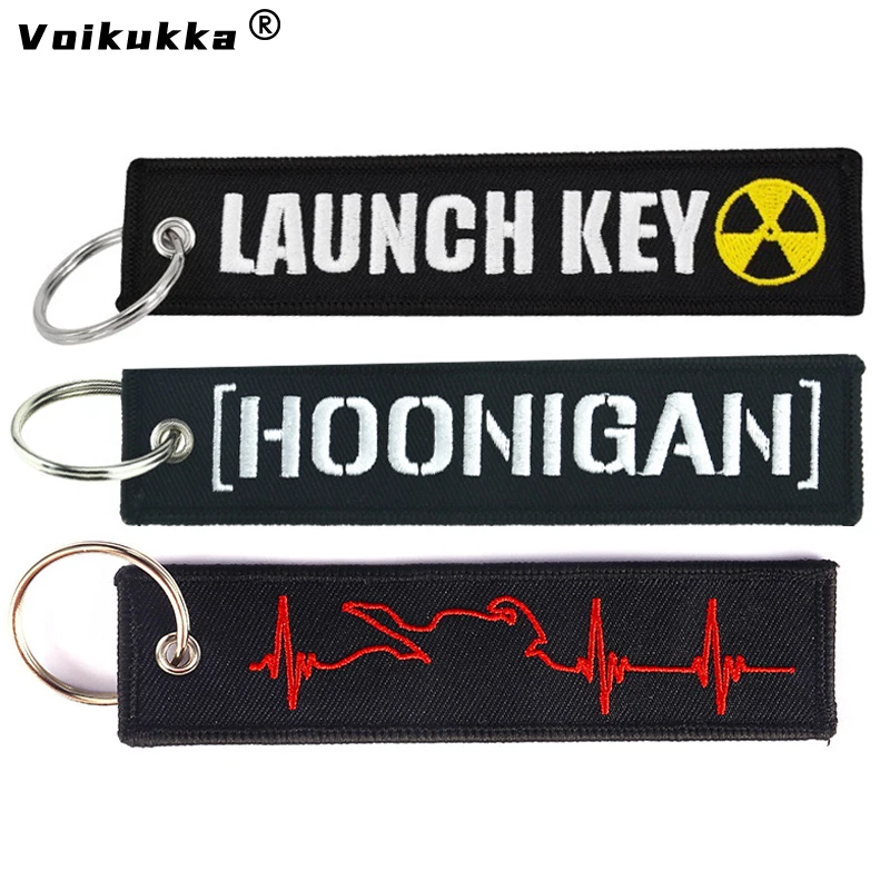 Voikukka Jewelry 2022 New Product HOONIGAN LAUNCH KEY Both Sides Embroidered Motorcycle Keychain Wholesale For Men Boyfriend