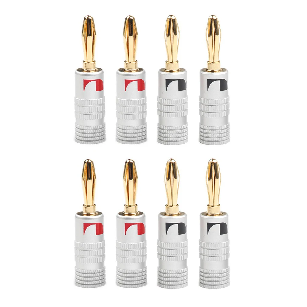 

8Pcs/Lot 4mm Banana Plugs New 24K Gold Speaker Nakamichi for Video Speaker Connector