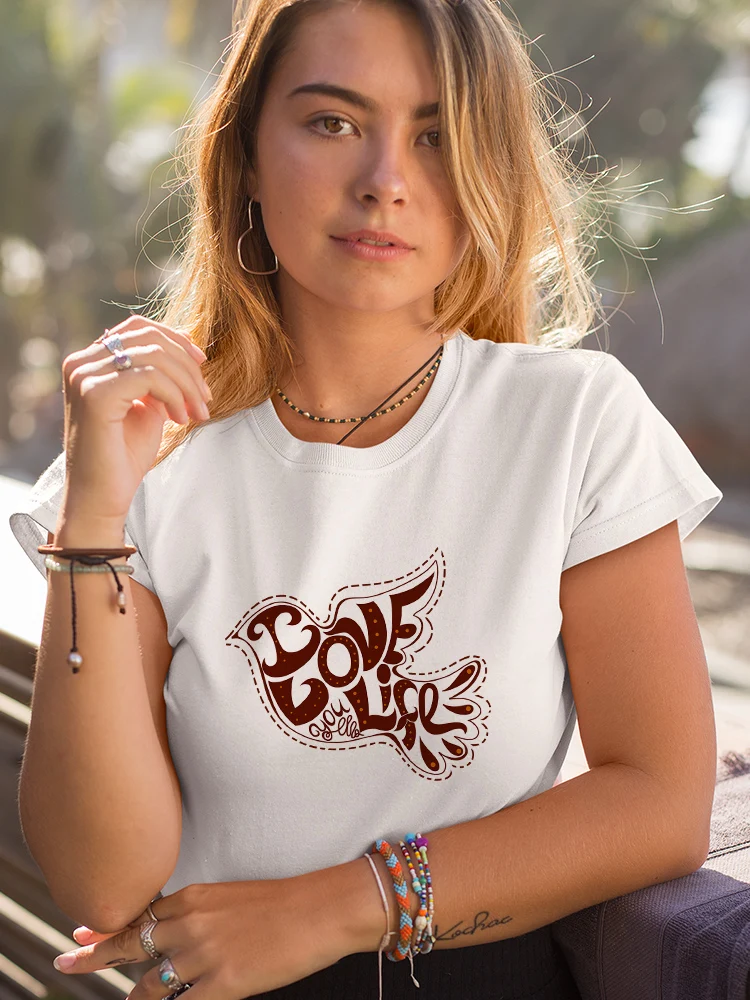 

Yeskuni I Love Life Bird Graphic Tshirts Design Fashion Spain Summer 2022 Short Sleeve Casual Ropa Tumblr Mujer Edgy Shirt Femme